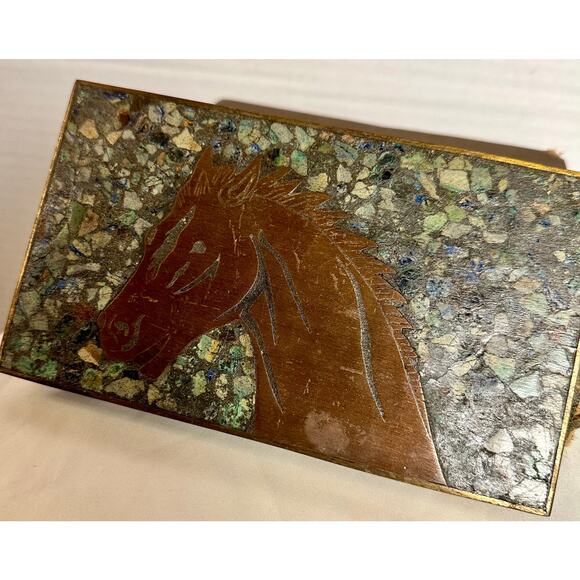 Vintage Mexican Mixed Metals Malachite Lapis Inlay Box - Picture 5 of 10